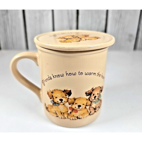 Hallmark Mug Mates Vintage 1983 Friendship Is A Cup w Lid Coaster Made in Japan - Picture 1 of 7